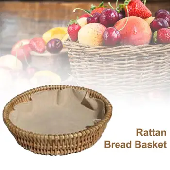 

Natural Bread Rattan Basket Fruit Bread Basket Tray Storage Rattan Basket & Liner Combo Home Kitchen Accessory