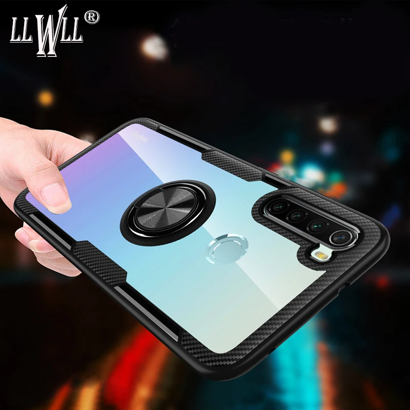 Redmi Note 8 Pro Чехол прозрачный акриловый кольцо Броня чехол для Xiaomi магнитный