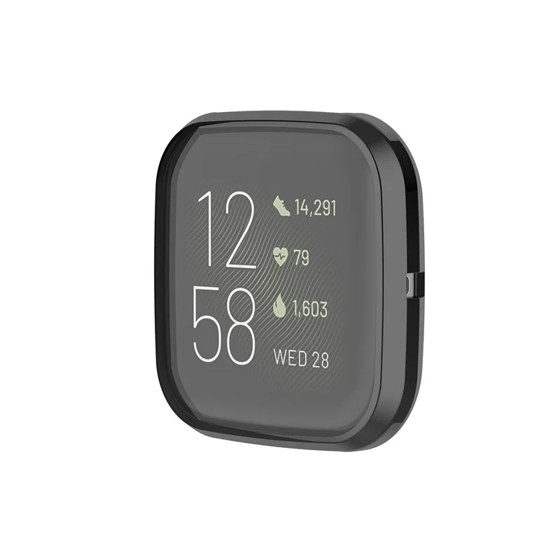 Покрытие из ТПУ Защитная оболочка для Fitbit Versa2 Смарт-часы Мягкий силиконовый чехол для Versa 2 Полный Чехол Крышка браслет аксессуары - Цвет: Черный
