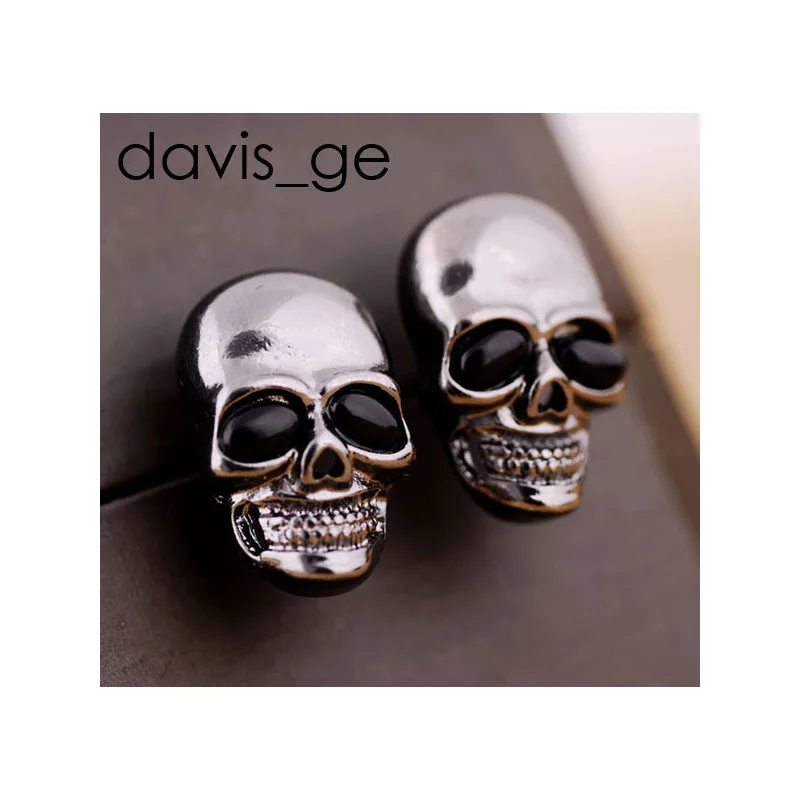 2019 оптовая продажа красивые модные серьги гвоздики с черным скелетом и черепом