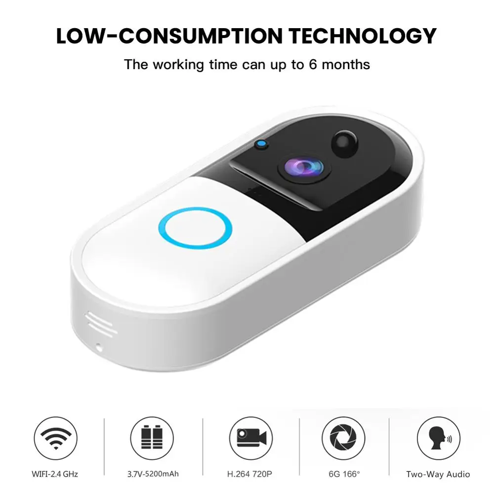 

Smart doorbell wireless home video doorbell WIFI intercom remote monitoring home cat eye IR Alarm camera