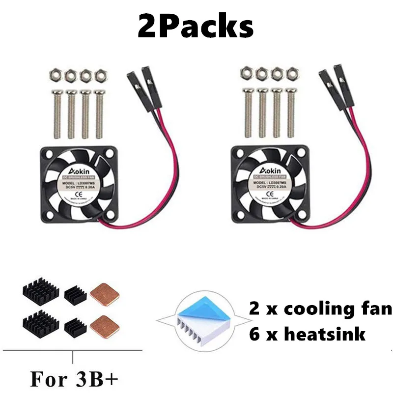 Raspberry Pi 4 вентилятора, Raspberry Pi Вентилятор охлаждения 30x30x7 мм DC 5 В Бесщеточный вентилятор охлаждения Raspberry Pi радиатор Pi 4 Модель B 3B+ Pi 3 - Цвет: 2 packs for RPI3 3B