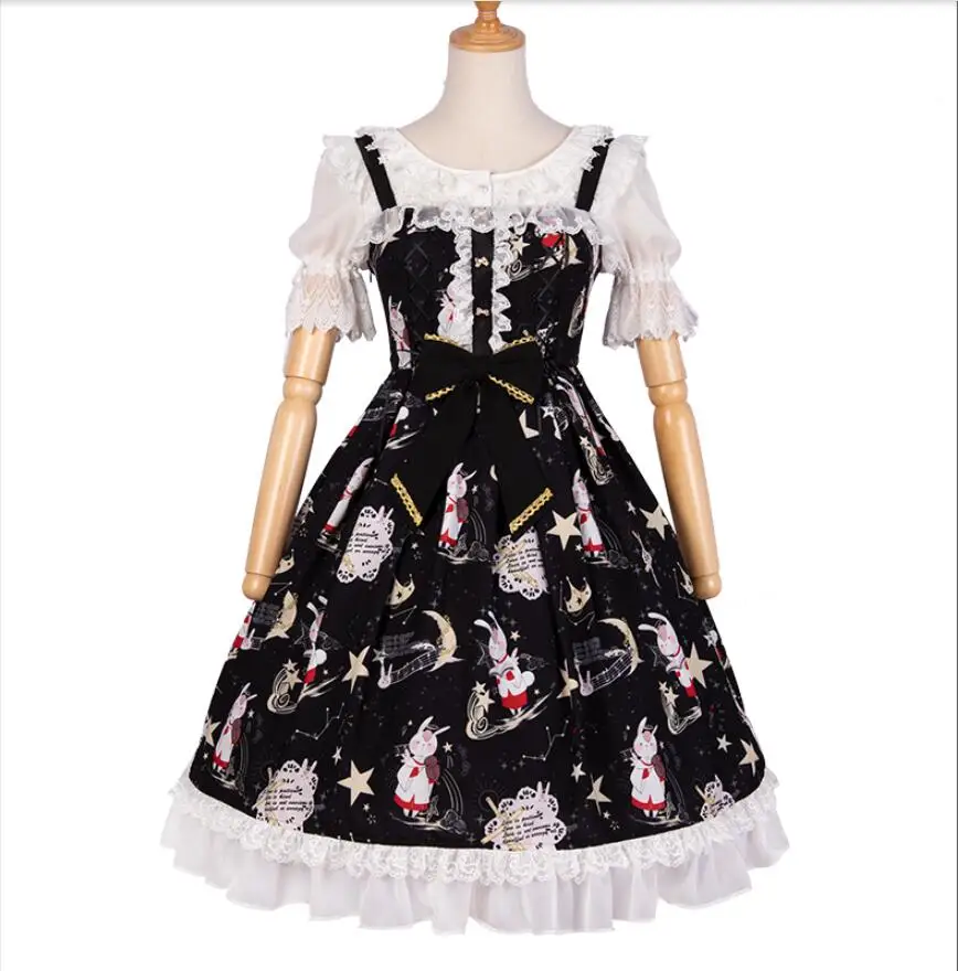 Японский сладкий Лолита JSK платье без рукавов Cos Ретро Готическая Лолита темное платье принцессы Harajuku вечерние платья - Цвет: jsk dress