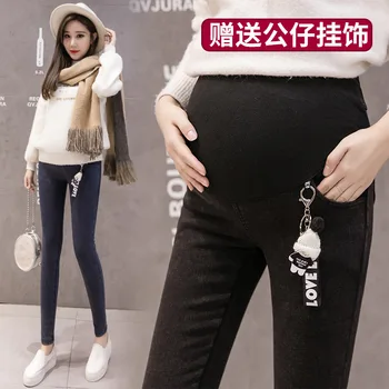 

Autumn And Winter Warm-keeping Pants Pants with Velvet Winter Island Purple Velvet Thick Jeans Pregnant Women Abdominal Support