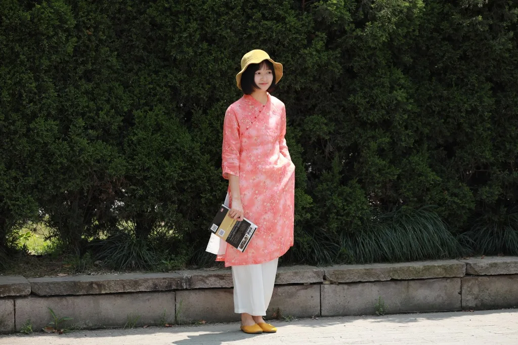Женские весенне-осенние платья Qipao с тремя четвертями Cheongsam женские платья с принтом Doube платья с ярусами
