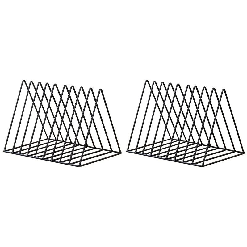 

Triple-cornered Simple Wrought Iron Desktop Storage Rack Shelf File Magazine Bookend Office Rack Stationery Organizer Holder 2 P