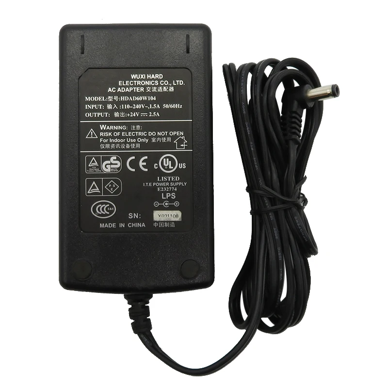 Для жесткого HDAD60W104 зарядного устройства 24 В 2.5A импульсный источник питания 5,5*2,5 мм-используется