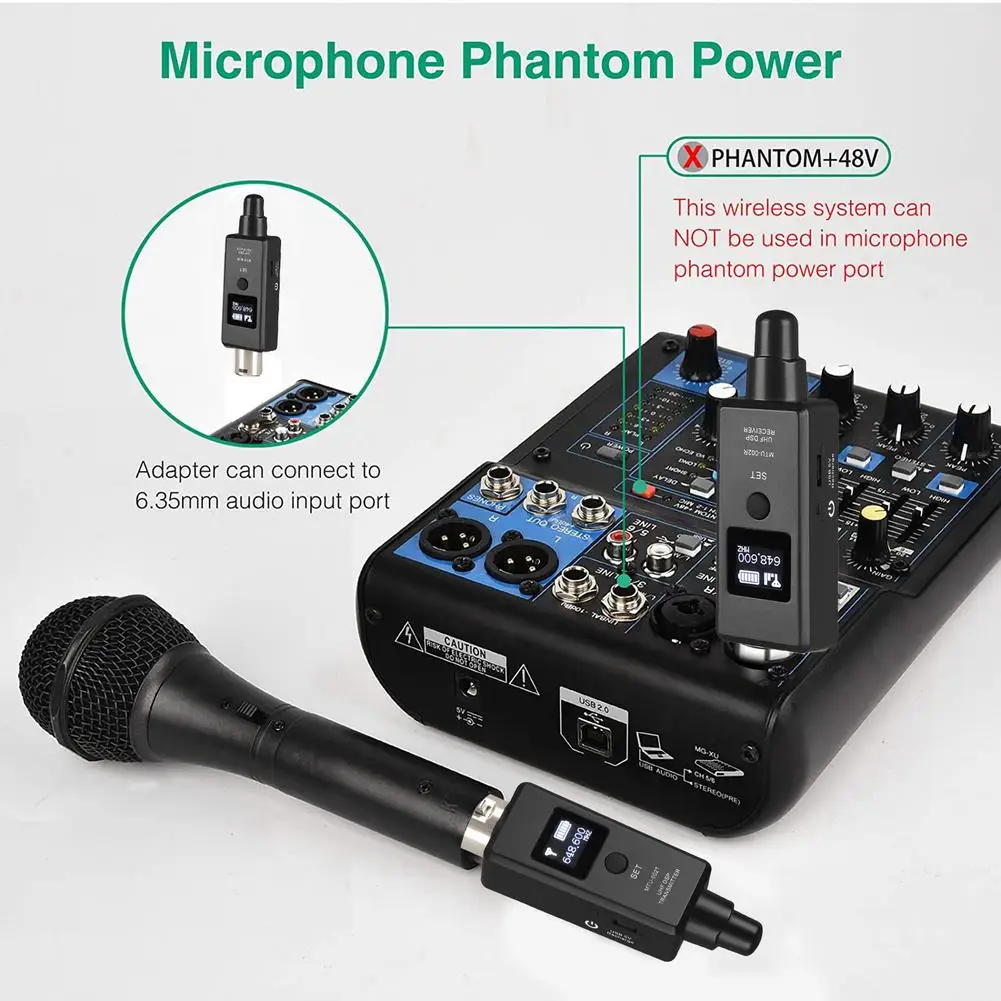 Transmissor sem Fio Sistema de Recepção Embutida para Microfone Conexão Bateria Recarregável Dinâmico - Condensador Xlr - Image 5