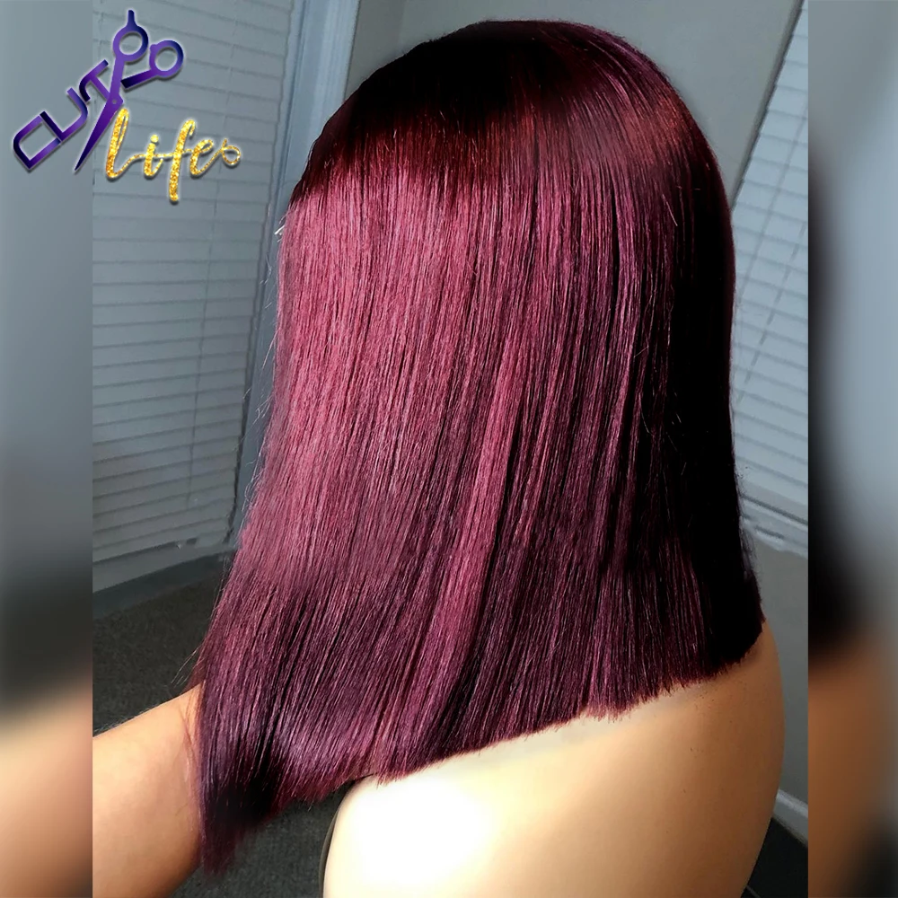Straight Bob 13X4 Lace Front Wig Human Hair Wigs Cheap 99J Brazlian Remy Hair Wigs With Baby For Women Wig Pre Plucked