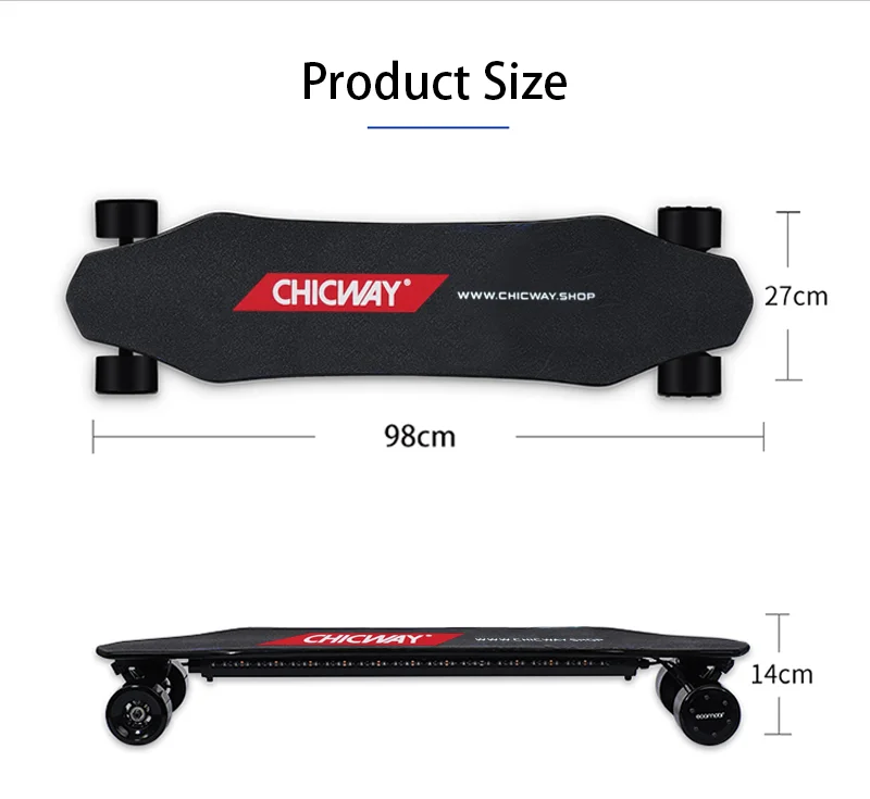 Четырехколесный Электрический скейтборд CHICWAY M7 легкий, двойной привод, импортная доска, инструменты для путешествий для взрослых, четырехколесный скутер