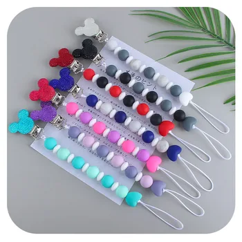 

Baby Pacifier Clip Silicone Pacifier Chains Teething Beads Mouse Dummy Clip Chain Baby Nipple Holder For Toddler Chew Toy