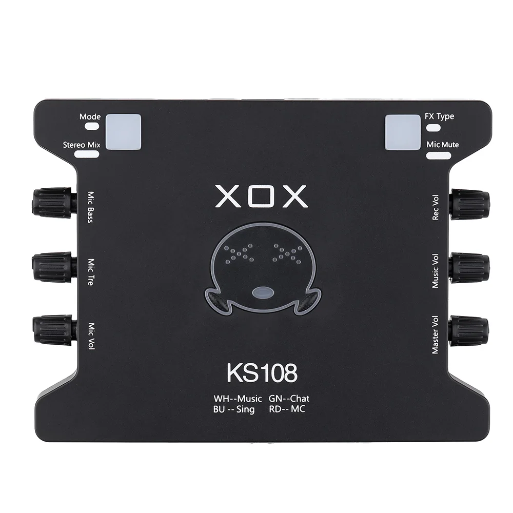 XOX KS108 USB аудио интерфейс онлайн пение устройство высокой четкости аудио микшер Звуковая карта для записи речевой музыки
