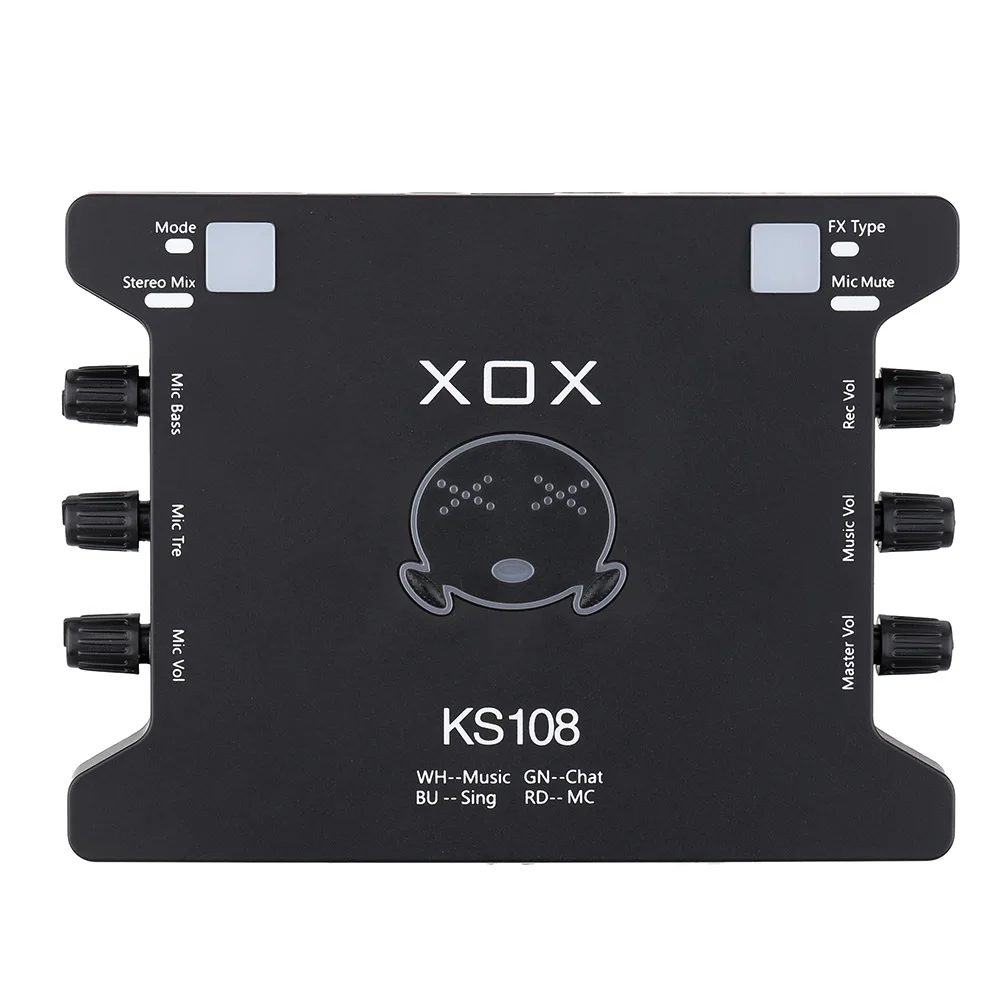

XOX KS108 USB Audio Interface Online Singing Device High-Definition Audio Mixer Sound Card for Recording Speech Music
