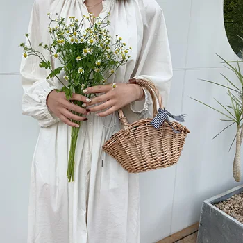 

Fashion Beach Straw Handbag For Women Hand-woven Wicker Basket Bag Summer Seaside Vacation Designer handbag