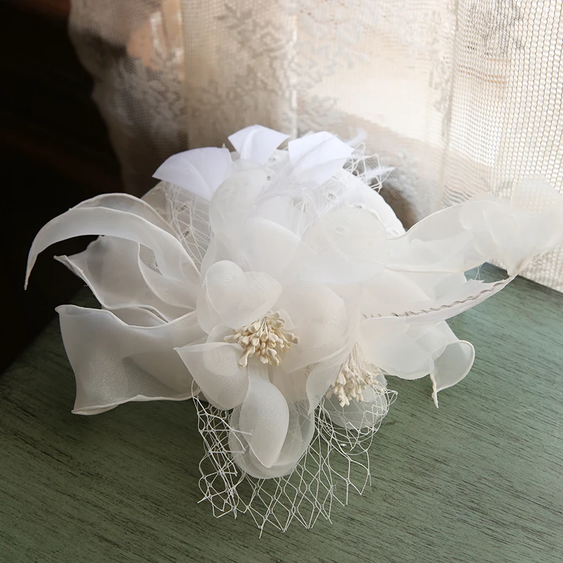 Mingli Tengda Gauze Small Formal Hat Lady Wind Bride Headwear Lace Mori Hats Woman Wedding Accessories Vintage Tiara Birdcage | Аксессуары