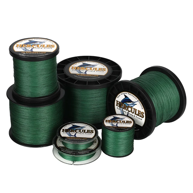 HerculesGreen-Fishing Line, Abrasion Resistant, Zero Stretch PE, Fishing,  12 Strands, Multifilament, 10-80LB, 100-2000m - AliExpress