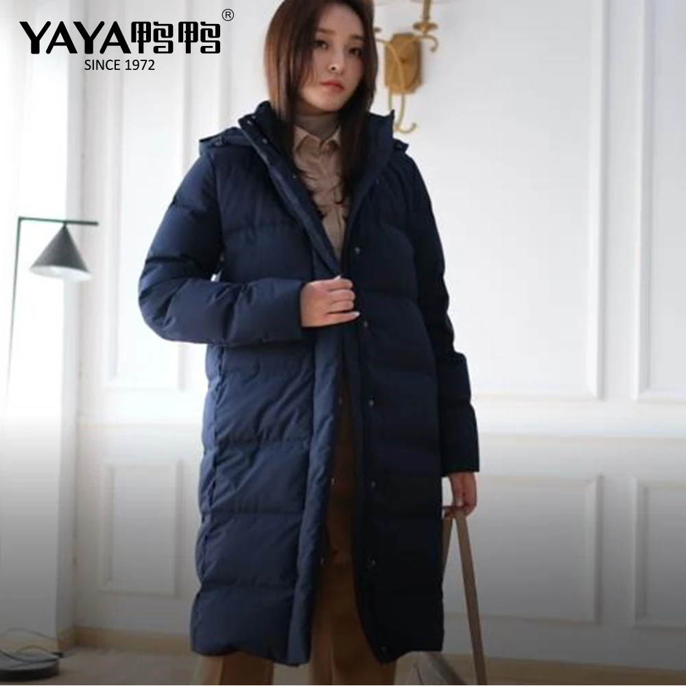 

YAYA New style long down jacket Women collar thick Parcel type coats with a hood female duck down clothes