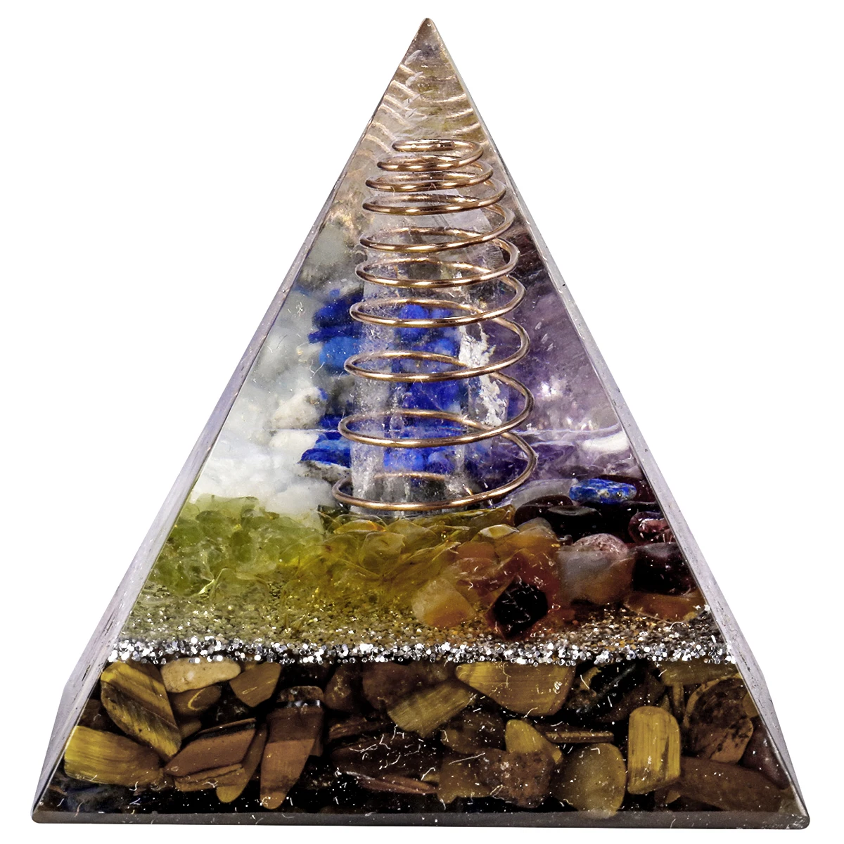 TUMBEELLUWA Chakra гравия Orgonite Пирамида энергетический преобразователь, рейки Смола Металл спираль декоративные ремесла Ювелирные изделия на удачу подарок - Цвет: Tigers Eye Stone