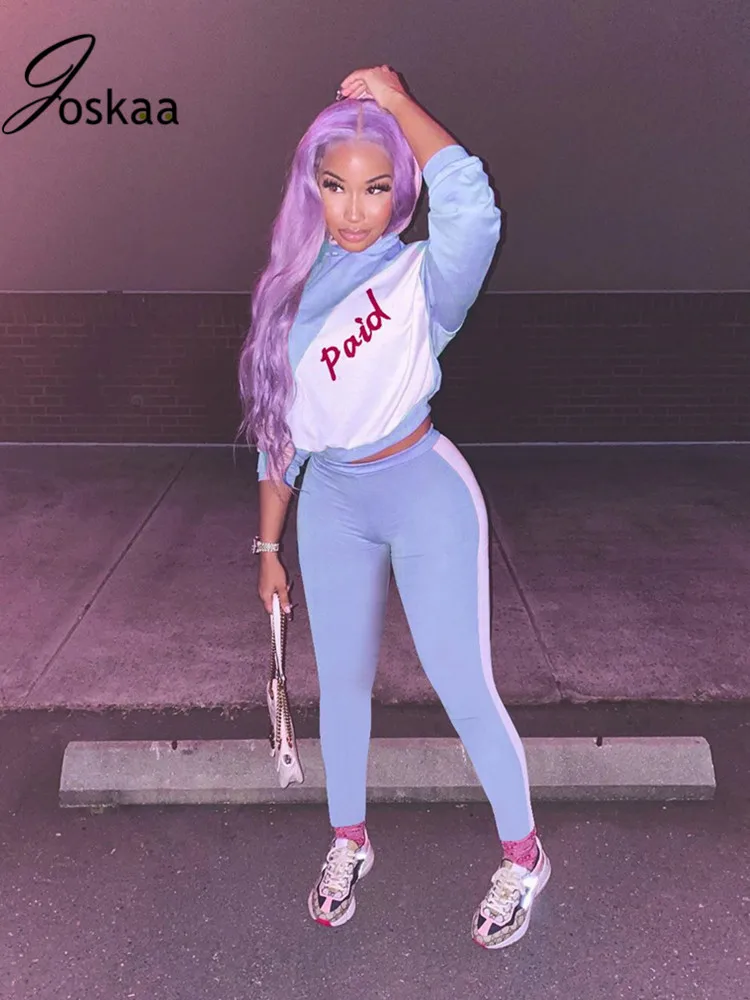 

Joskaa 2020 Autumn Winter Women Sets Long Sleeve Pants Jogging Casual Sexy Printting Female Two-piece Set Plus Size Clothes