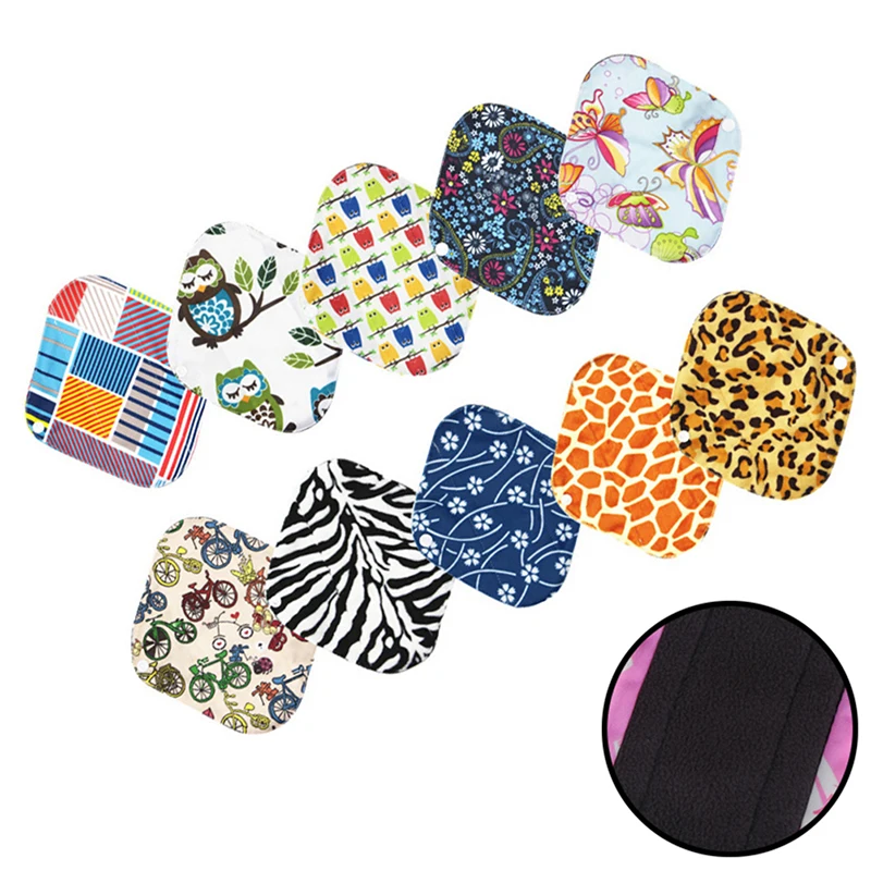 Women Reusable Cloth Menstrual Pads With Wings Organic Bamboo Inner Mama Pads Pantyliner For Light Flow Days 20*18cm