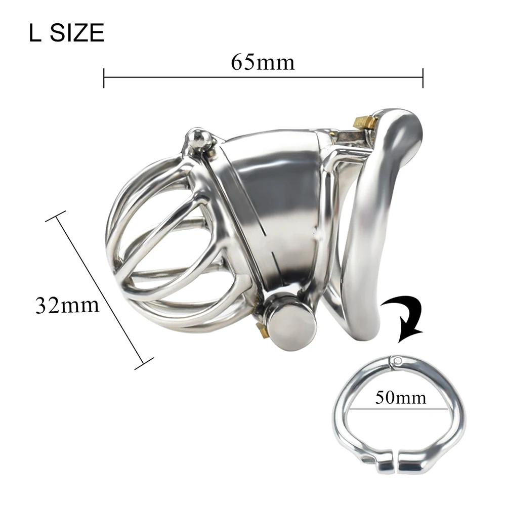 Prison Cock Cage ANNGEOK Stainless Steel Male Penis Ring Metal Male Chastity Adult Game Sex Toy for Men Cock Lock Bondage 3 Size