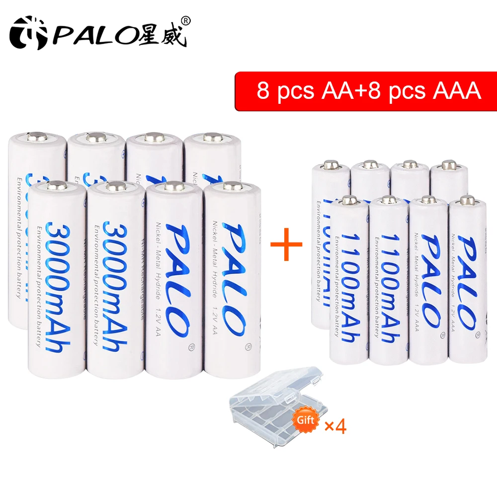 PALO-pilas AA y AAA recargables, pilas AA y AAA de 1,2 V, ni-mh, 2A, aa,  3000mAh/3A, 1100mAh, 4-32 unidades - AliExpress