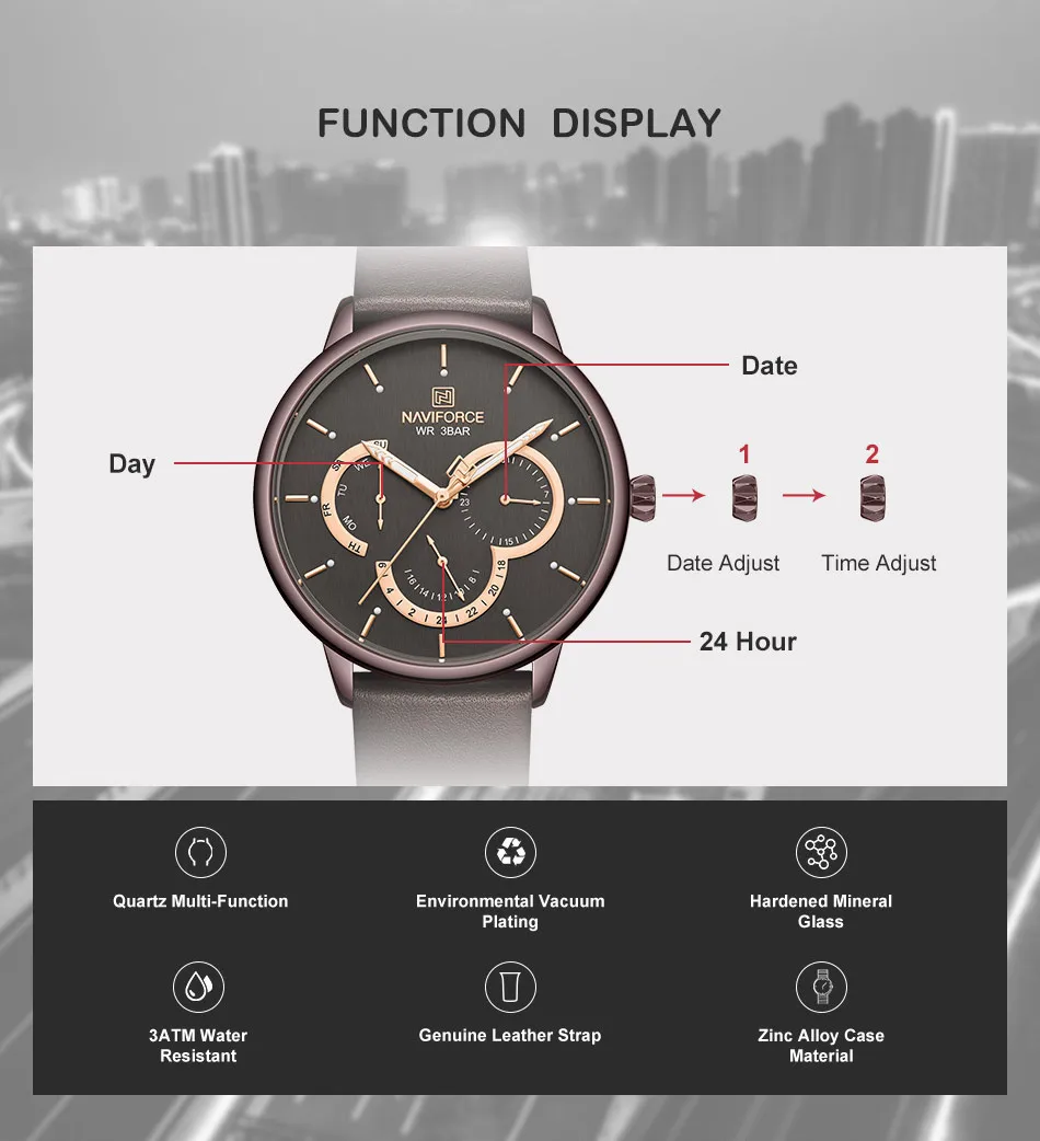 Мужские наручные часы naviforce Топ люксовый бренд водонепроницаемые 24 часа дата Кварцевые часы мужские кожаные спортивные наручные часы Relogio Masculino