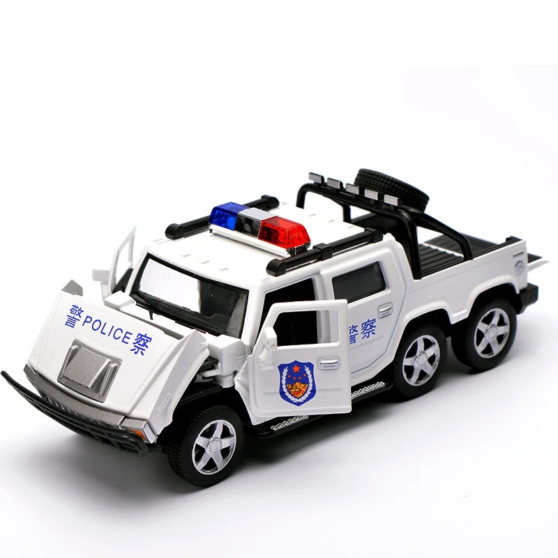 Лидер продаж 1:32 Hummer 6-колесный полицейский пикап сплава модель, имитация металла звуковая и световая оттягивающаяся назад модель игрушки