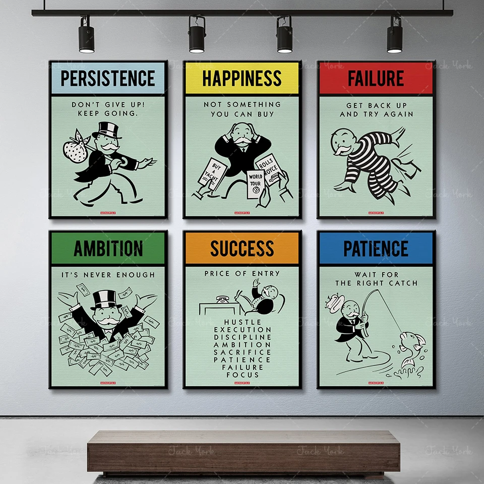 

Art canvas painting on the wall Monopoly property bundle Alec monopoly picture home decoration on modular living room poster