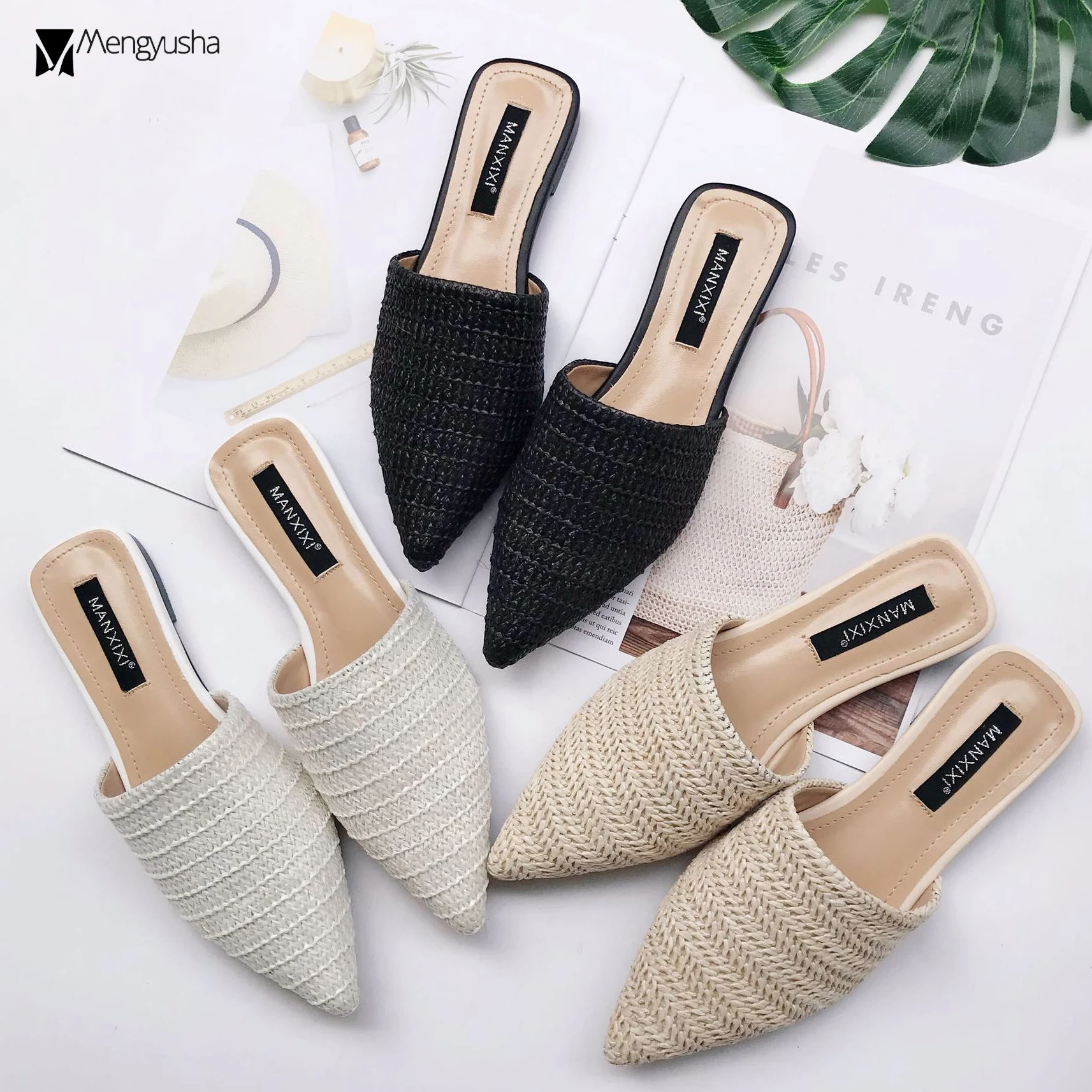straw mules shoes