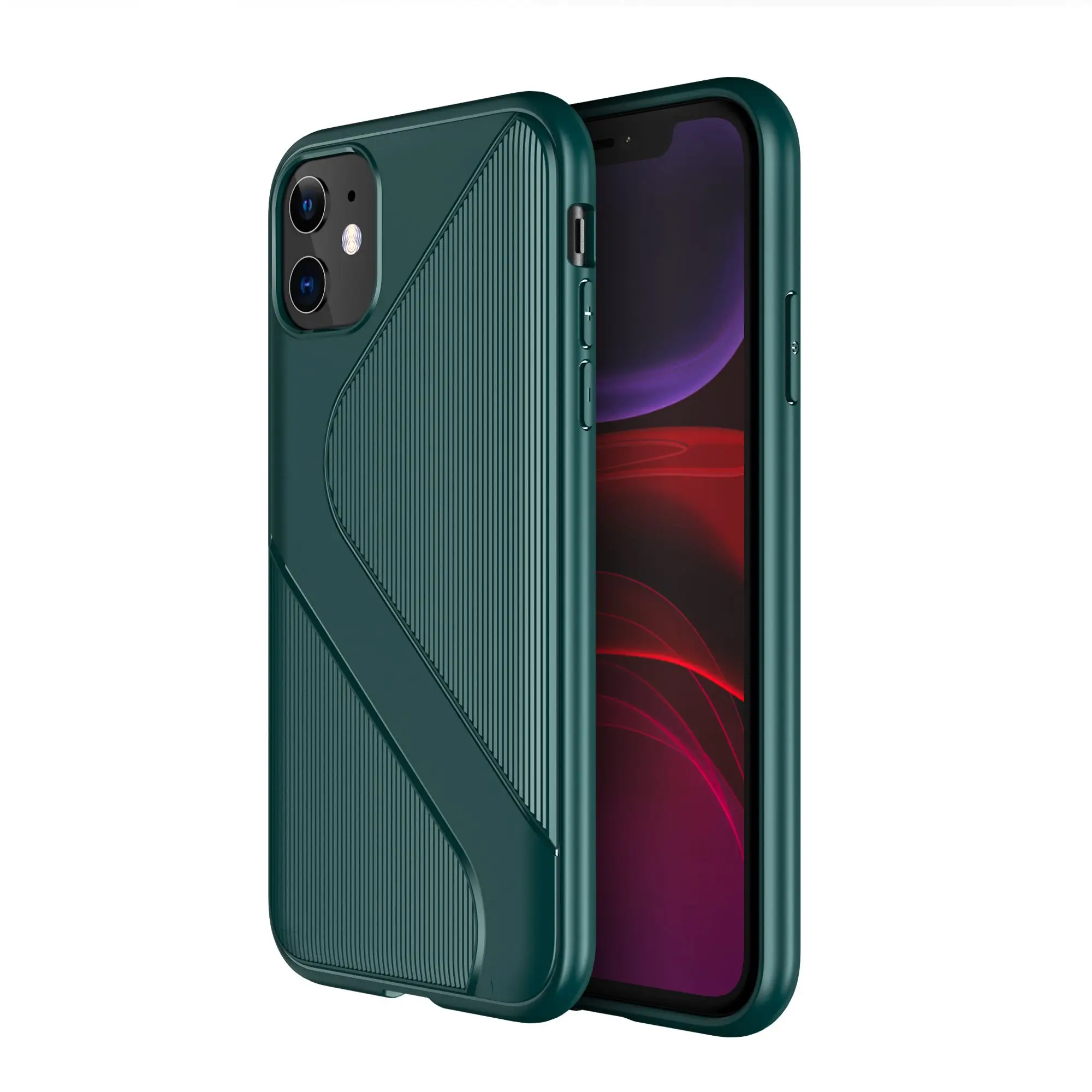 Green Для iPhone 6, 6s, 7, 8 Plus, силиконовый чехол в полоску с геометрическим узором, чехол для iPhone X, Xs, 11 Pro Max, Xr, Мягкий ТПУ, защита от падения - Цвет: Green