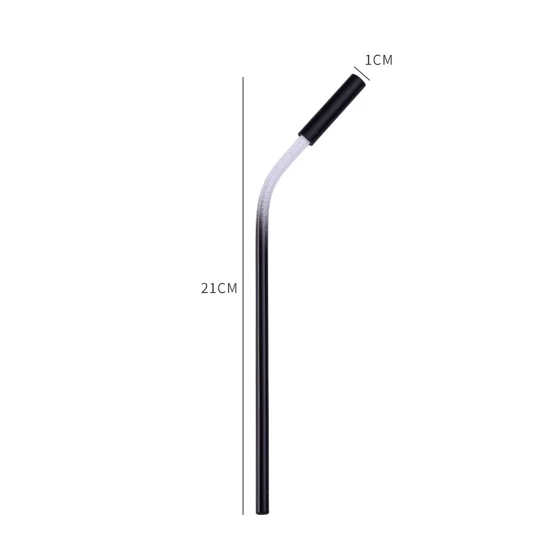 Black bent straw Многоразовые соломинки из нержавеющей стали прямые согнутые питьевые соломинки с силиконовыми наконечниками для горячих холодных напитков Питьевая соломинка - Цвет: Black bent straw