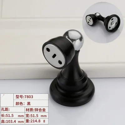 Zinc alloy black Крепкая нержавеющая сталь ограничитель открывания двери с магнитом мощный анти-столкновения двери держатель буфера мебель аксессуары - Цвет: Zinc alloy black