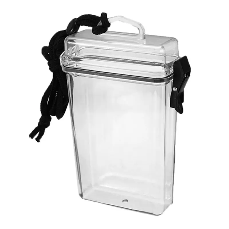 Transparent Waterproof Clear Cigarette Case Box Neck-hung Portable Plastic Lipstick Lighter Card Storage Box Holder with Lanyard 4