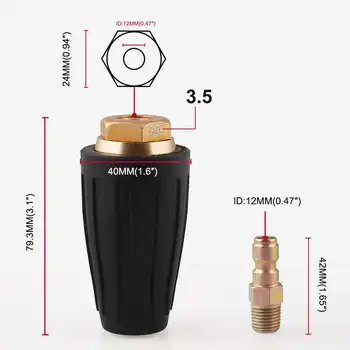 

Universal Pressure Washer Turbo Nozzle High Pressure Outlet Fitting Rotary 1/4 Inch Quick-Connect Plug Spray