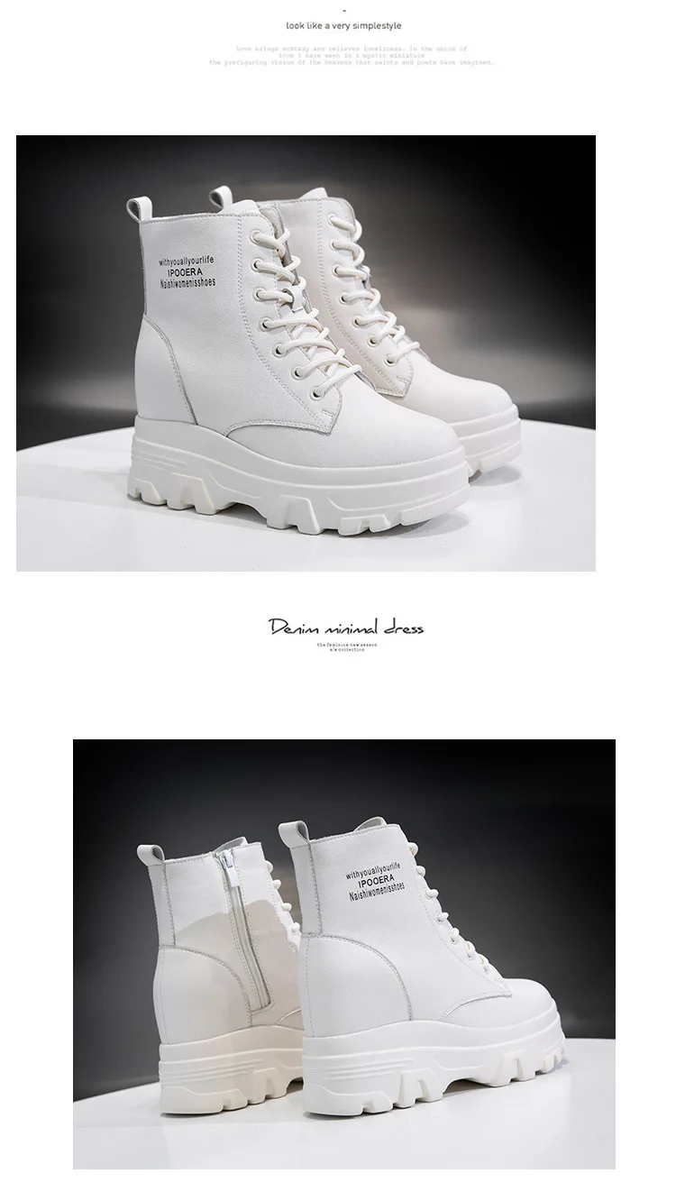 DONGNANFENG Women Female Ladies Genuine Leather Shoes Platform Boots Ankle Zipper Lace Up Winter Fur Plush Warm 34-40 NS-2091-3