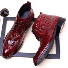 2019 High Top Mens Alligator Skin Boots Formal Leather Cow Genuine Lace Up Dress Booties British Chelsea Ankle Booties 2019 High Top Mens Alligator Skin Boots Formal Leather Cow Genuine Lace Up Dress Booties British Chelsea Ankle Booties