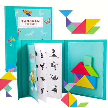 

New Kids Magnetic 3d Puzzle Jigsaw Tangram Thinking Training Game Baby Montessori Learning Educational Wooden Toys For Children