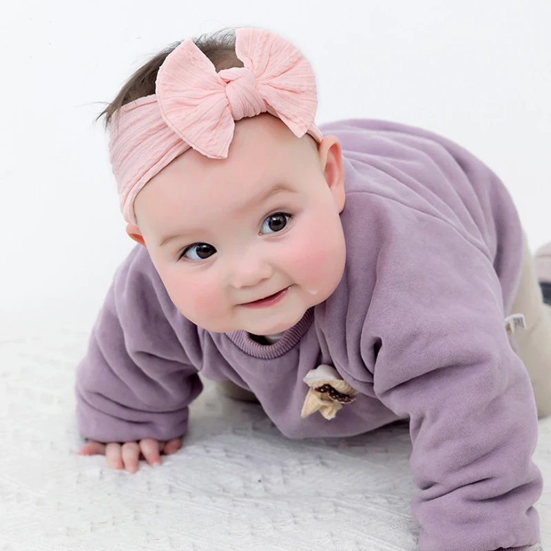 Новая модная эластичная детская лента для волос, повязка на голову для новорожденных, мягкие головные уборы с большими бантами, детская чалма, аксессуары для девочек