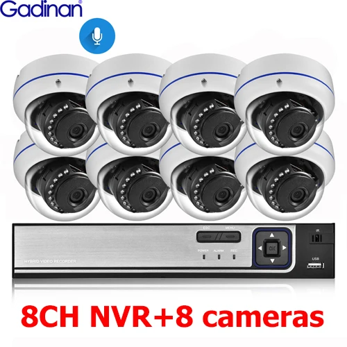 Gadinan 8CH 3MP POE Kit H.265+ System CCTV Security NVR Outdoor Waterproof Audio IP Camera Surveillance Alarm Video Record Kit outdoor use wireless surveillance cameras Surveillance Items