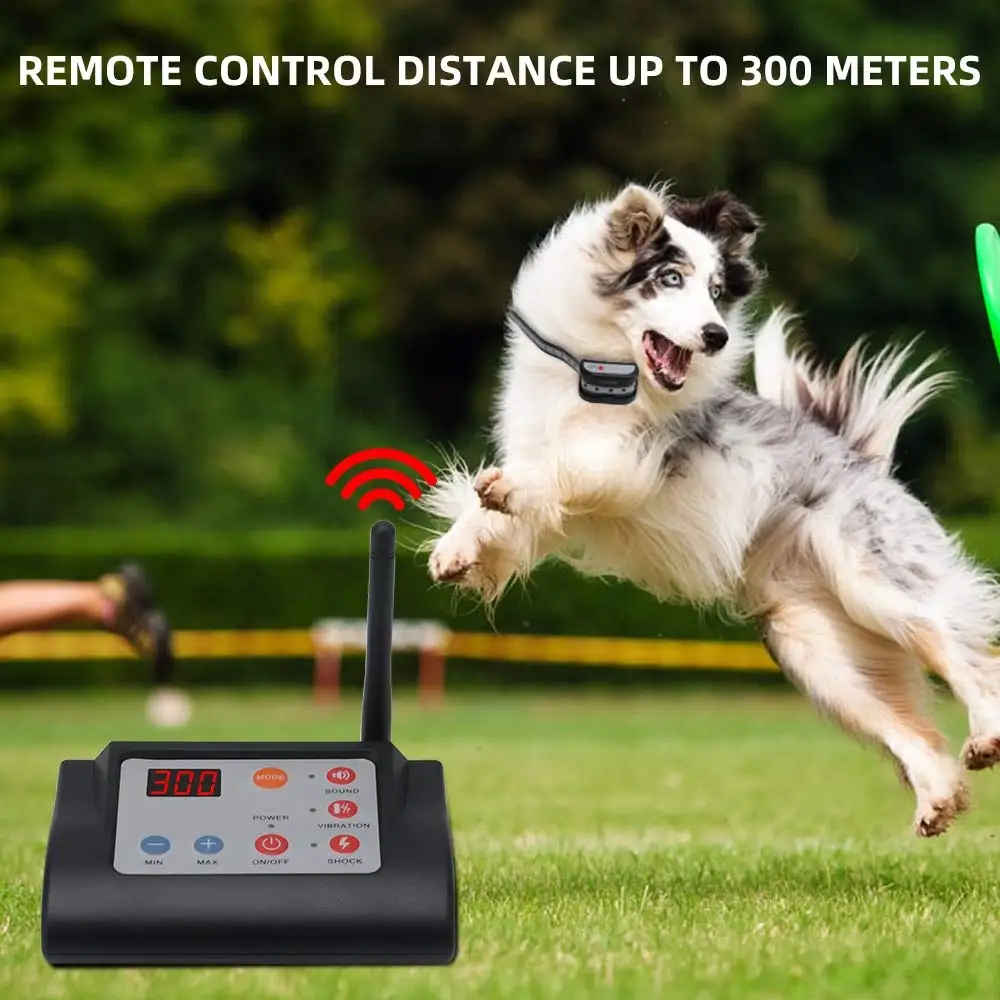 2 in 1 Wireless Electric Pet Dog Fence 4 Working Modes Dog Training Collars Waterproof Rechargeable Pet Electric Collar pet dog training collar