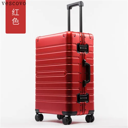 Vescovo чемодан на колесиках из алюминиево-магниевого сплава, универсальная сумка для мужчин и женщин 2" 28 дюймов, дорожная сумка с паролем, 20 дюймов - Цвет: red