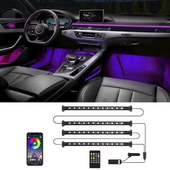 

4pcs Music Control Car Decorative Lamp USB Led Strip 12V 5V RGB 5050 SMD Waterproof Interior Atmosphere lamp With Remote