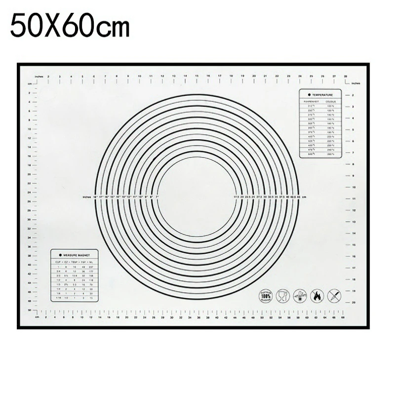 Силиконовый коврик для выпечки 60*40 с накипью для раскатки теста, антипригарный держатель для кондитерских изделий, кухонные гаджеты, инструменты для приготовления пищи, мульти-размер - Цвет: 50x60cm black