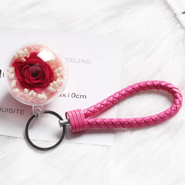 Эксклюзивная Роза в стеклянном Куполе С подсветкой настоящая вечная роза светодиодный подарок на день Святого Валентина - Цвет: Mini Key Link B