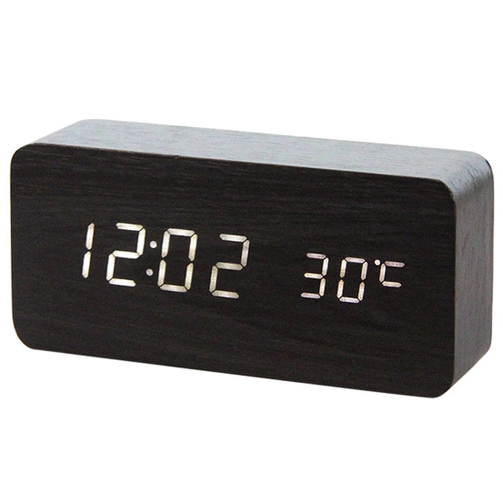 Светодиодный Деревянный цифровой будильник Ночной светильник светодиодный дисплей температуры настольные часы настольные электронные часы Despertador - Цвет: 4