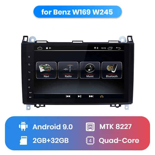 Junsun Android 9,0 4G+ 64G Carplay Автомобильный мультимедийный радио плеер для Mercedes Benz Class W169 B200 W245 Sprinter W906 gps 2 Din DVD - Цвет: 2GB-32GB