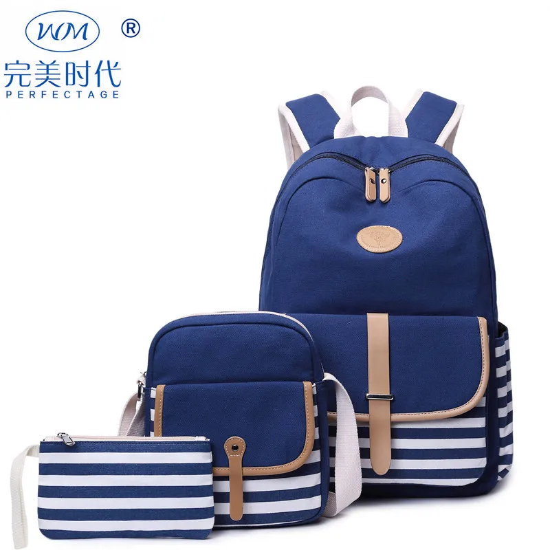 

2019 New Style Simple WOMEN'S Bag Large Capacity Canvas Bag Korean-style Printed Backpack The Girls' Middle School College Stude