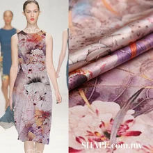 Цифровой струйный Шелковый ткань сатин-стрейч шелк Чонсам длинная юбка ткань печать Шелковый материал изящные и изящные