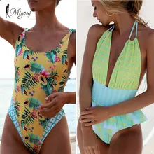 Miyouj сексуальный цветочный сдельный купальник, открытая повязка, купальник с принтом, купальный костюм, бикини, Feminino, Холтер, стринги, бикини